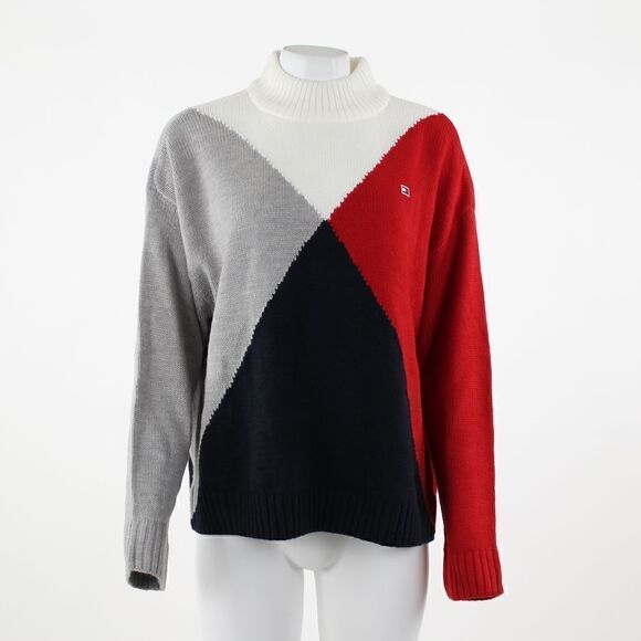 Tommy Hilfiger Diamond-Print Mock-Neck Sweater - Ivory  Heather Grey - Picture 2 of 5